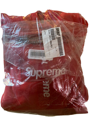 Authentic SUPREME Red - Cross Box Logo Hoodie - Size M - 100