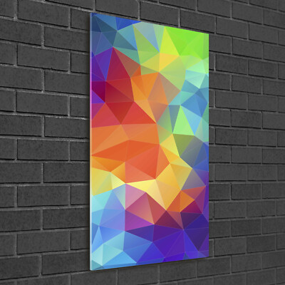 Wandbild Kunst-Druck auf Hart-Glas hochkant 50x100 Abstrakte Dreiecke