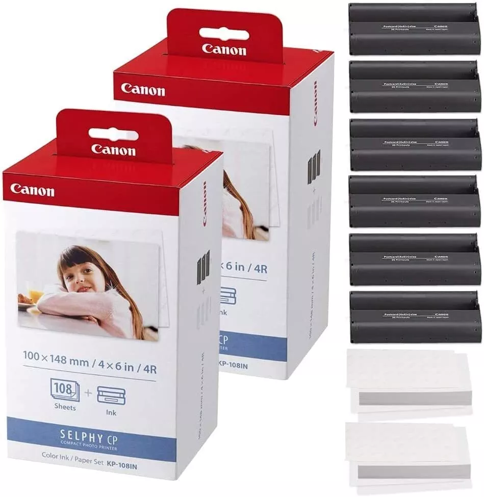 Canon RP-108 Color Ink/Paper Set, Compatible with Selphy  CP910/CP820/CP1200/CP1300