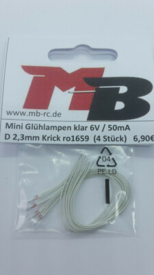 Minitaturbirnchen, Mini Glühlampen, klar 6V 2,3 mm / 4 Stück von Krick  