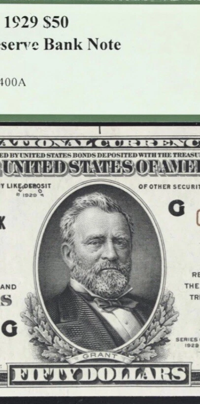 1929 $50 🇺🇸 Unique (( FRBN Brown Seal )) CHICAGO Very Low Serial Number GEM - Image 2 of 4