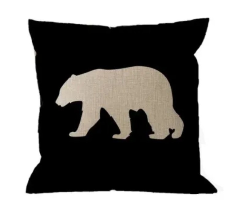 Rustic Hunting Cabin Lodge BLACK BEAR Christmas Throw PILLOW COVER Winter Decor