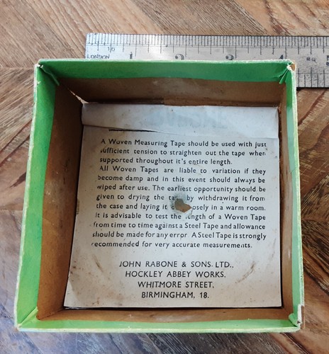 Vintage John Rabone 33' Leather, brass and woven measuring tape, Made in England - Picture 11 of 14