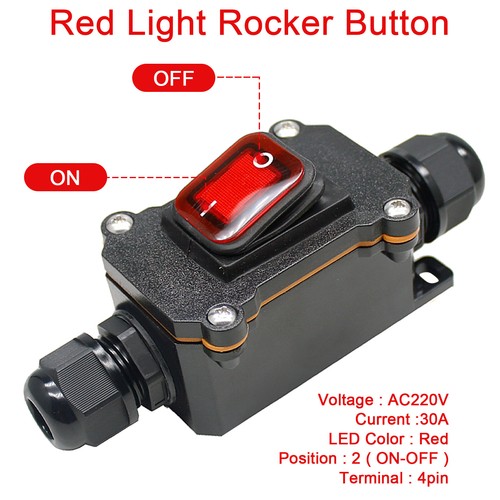 20/30A Connection Waterproof Inline Cable Switch Outdoor Refit W/ LED Red Light - Picture 13 of 13
