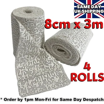 CRAFTMILL 8cm ModRoc Modrock Plaster of Paris Bandage 8cm X 3m - 4 ROLLS - TOP QUALITY