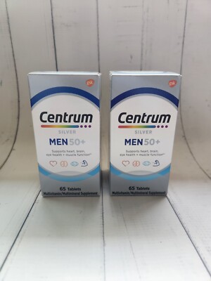2x Centrum Silver Men 50+ Multivitamin, 65 Tablets Per Bottle Total 130 Tablets 