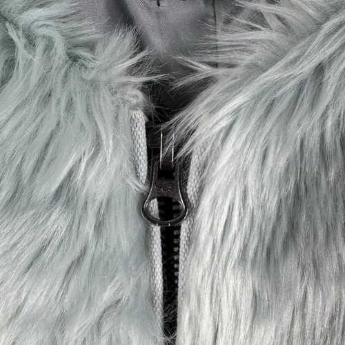 Topshop Faux Fur Jacket Womens Size 6 Light Blue Pockets Full Zip - Picture 6 of 13