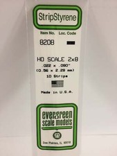 Evergreen Scale Models HO Scale Styrene Strip pkg 10 2 x 8in 5.1 x 20.3 8208