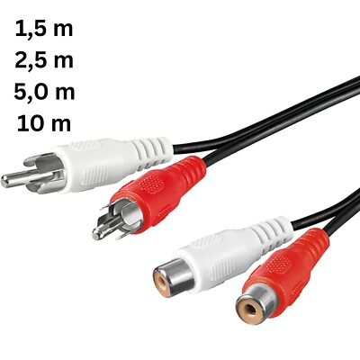 Cinch Kabel Verlängerung 1,5m 5m 10m Verlängerungskabel RCA Stereo Audiokabel
