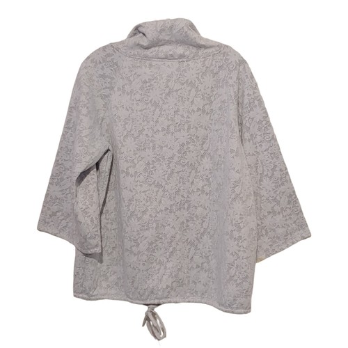 CHAUS New York Mujer Gris Claro Mangas 3/4 Capucha Cuello Floral Suéter L - Imagen 8 de 9