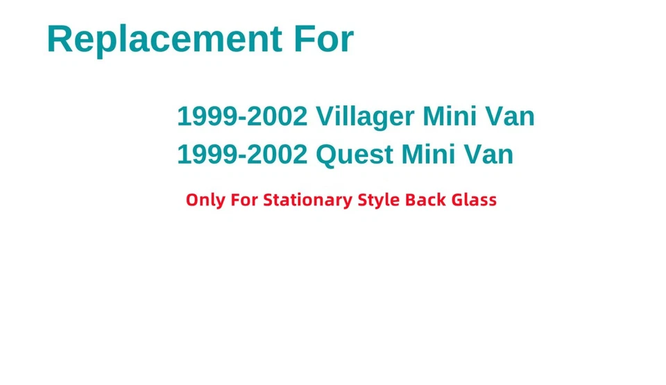 Stationary Back Window Rear Glass Heated For 99-02 Nissan Quest/Mercury Villager Foto 3 de 4