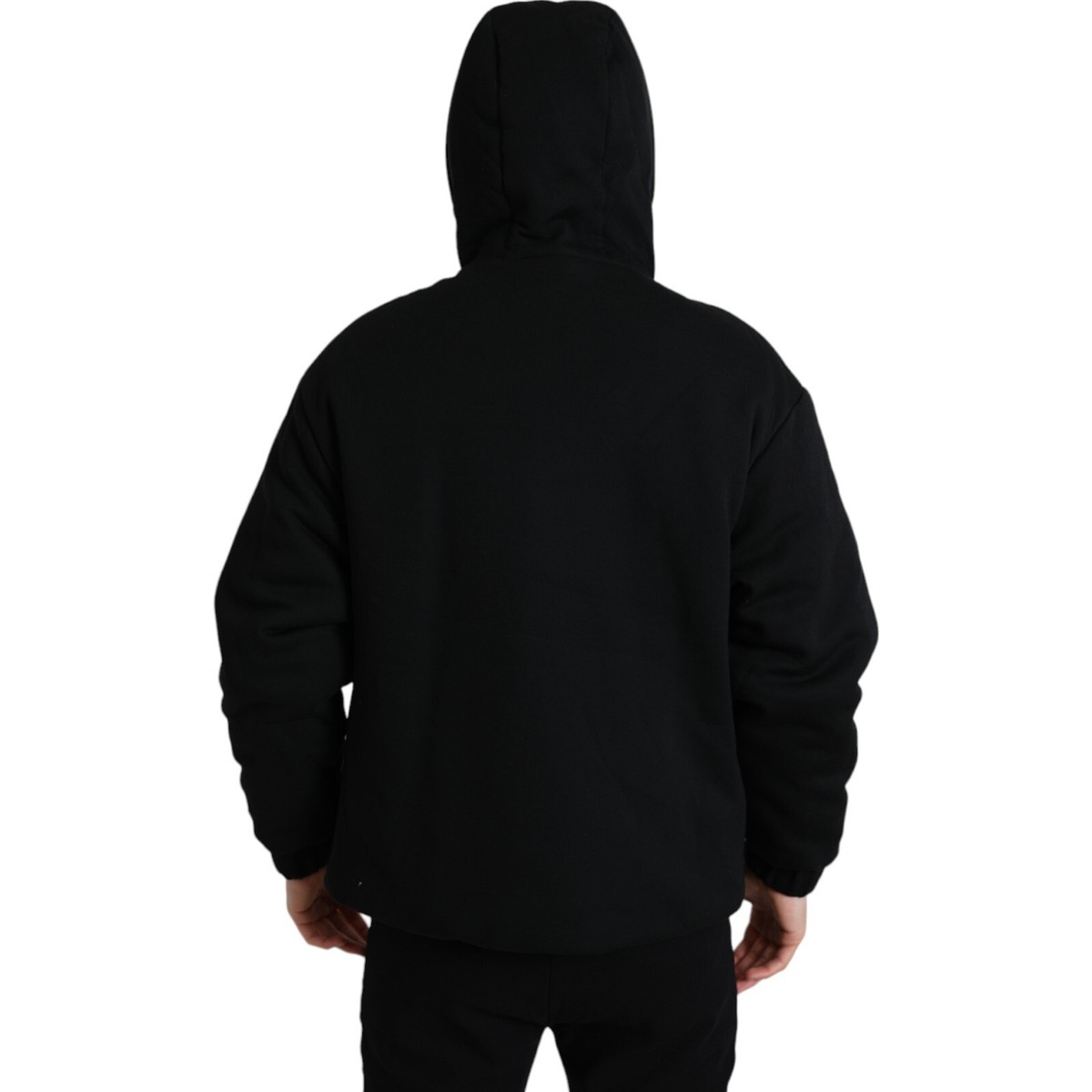 DOLCE & GABBANA Jacket Black Cotton Hooded Logo Bomber Men DOLCE & GABBANA Jacket Black Cotton Hooded Logo Bomber Men