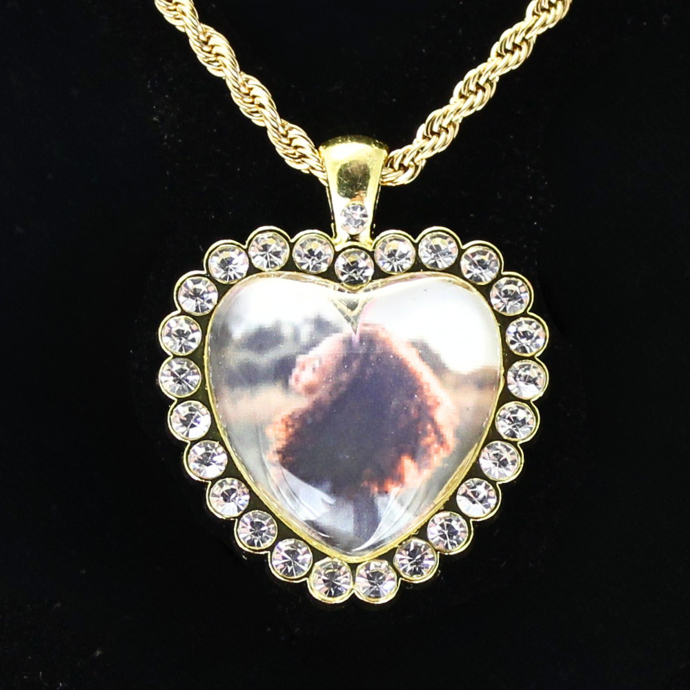 Heart Photo Pendant Necklace in Gold Plated Stainless Steel
