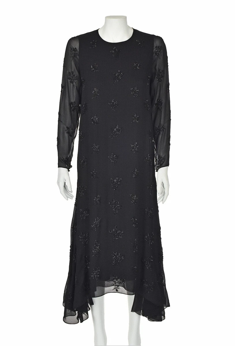 CHRISTIAN DIOR HAUTE COUTURE Black Silk Chiffon Beaded Dress Fall