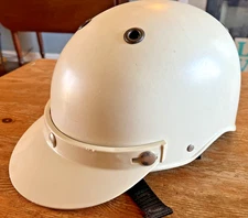 Vintage Equestrian Helmet White Aussie Horse Riding Horseback Hard Hat Visor