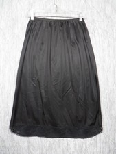 Vintage Vanity Fair Black Lace Trim Half Slip Nylon Womens Medium 28 Midi