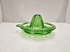 Vintage Uranium Vaseline Green Depression Glass Juicer /  Reamer  *Glows*