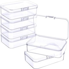 6 Compartment Mini Plastic Clear Bead Storage Box with Removable Dividers for