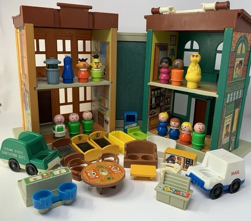 Vintage Fisher Price #938 Play Family Sesame Street House & Accessories