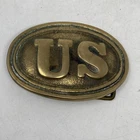 Vintage Civil War Union Reproduction US Impressed Oval Brass Belt Buckle