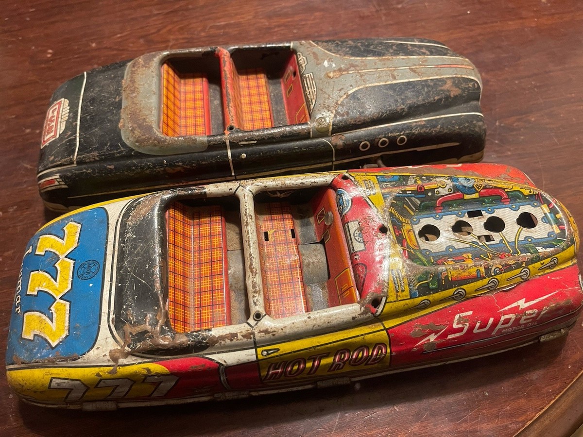 1950s MARX LUMAR Tin Litho HOT ROD 777 Toy PARTS CAR D-6581 Lot Of
