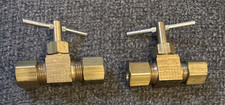 Lot of 2 Brass 1/4" Compression Needle Valves