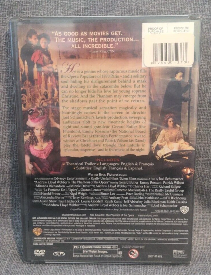 The Phantom of the Opera (DVD, 2004, Widescreen) - New - Image 2 of 2
