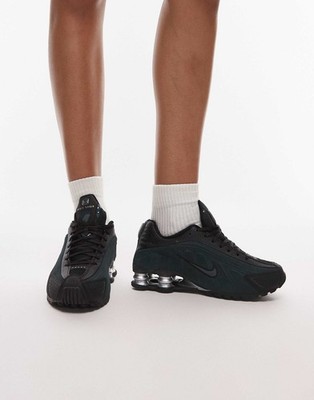 Nike Shox R4 Men's Shoes in Black and Dark Green Trainers | eBay