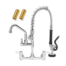 Commercial Faucet with Sprayer, 21 Inch Height Commercial Sink Faucet Wall Mo...