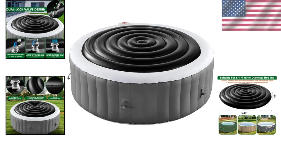 Foldable Rain Cover for Inflatable Hot Tub - Black - Image 2 of 4