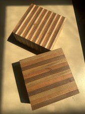 Nice Pair 2 Laminated Hardwood 6x6x3 Wood Turning Bowl Blanks Oak Maple Walnut