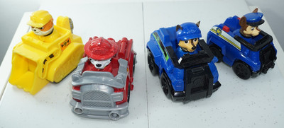 SPIN MASTERS Paw Patrol Rubble Marshall Chase Schuttfahrzeuge x 4 gebraucht