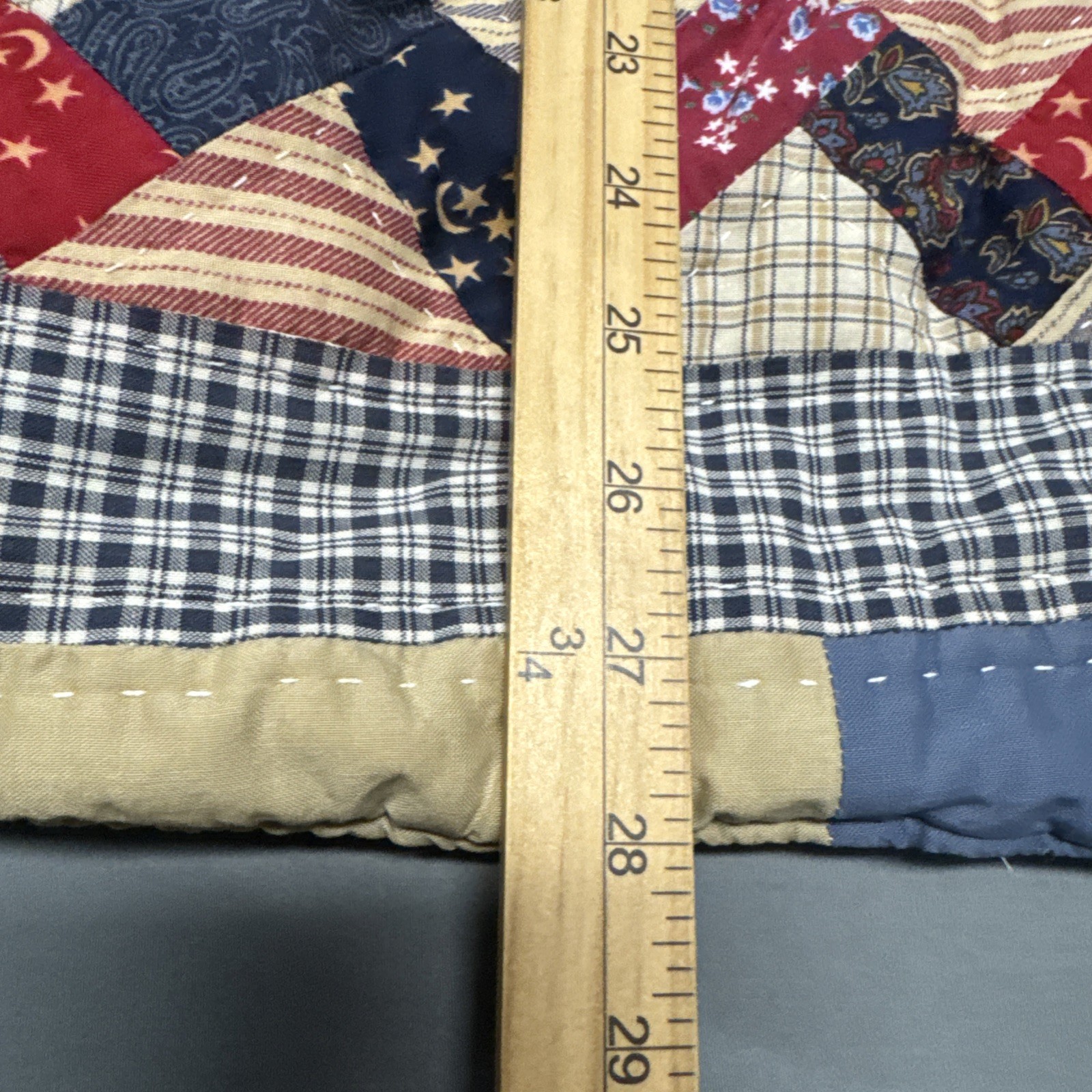 Vintage Patchwork Quilted Mixed Pattern Stars Str… - image 6