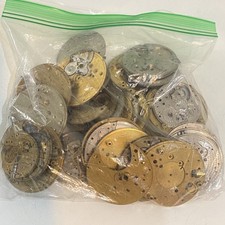 BULK LOT OF POCKET WATCH MOVEMENT PARTS - FOR PARTS OR RESTORATION