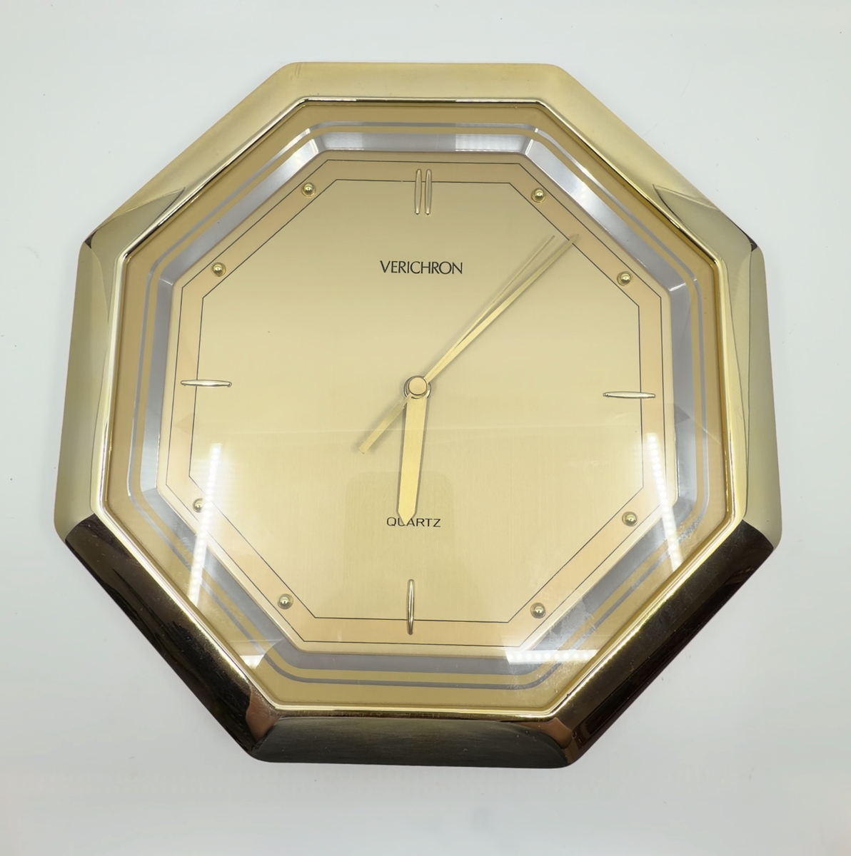 Vintage Verichron Octagon Wall Clock Gold Quartz 11x11 Working | eBay