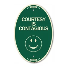 SignMission Designer Series Sign - Courtesy Is Contagious 12" x 18" Metal Sign