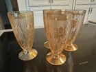 Vintage Jeanette Iris Herringbone Marigold Depression Era Glassware. 4 Pieces