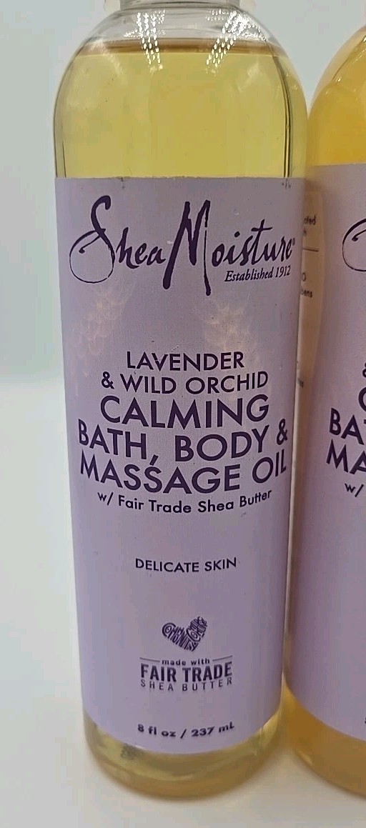 Shea Moisture Lavender & Wild Orchid Calming Bath Body &Massage Oil 8oz 2 PACK