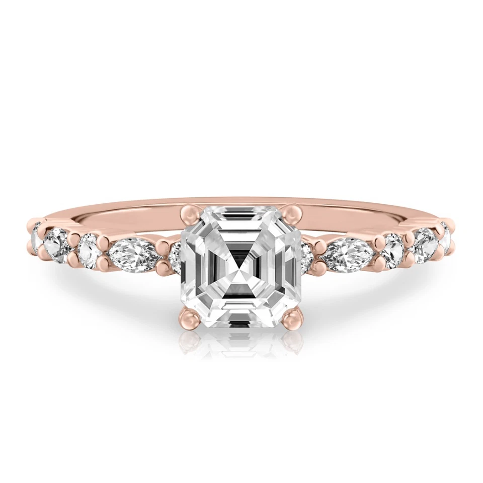 14k Rose Gold Ring For Wedding Diamond Lab Grown Asscher 1.4 Carat IGI Certified - Image 2 of 4