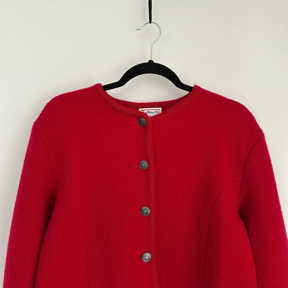 Cárdigan Suéter Blazer Vintage Talbots Rojo Lana Botón Metal Para Mujer Talla 10 Foto 2 de 4