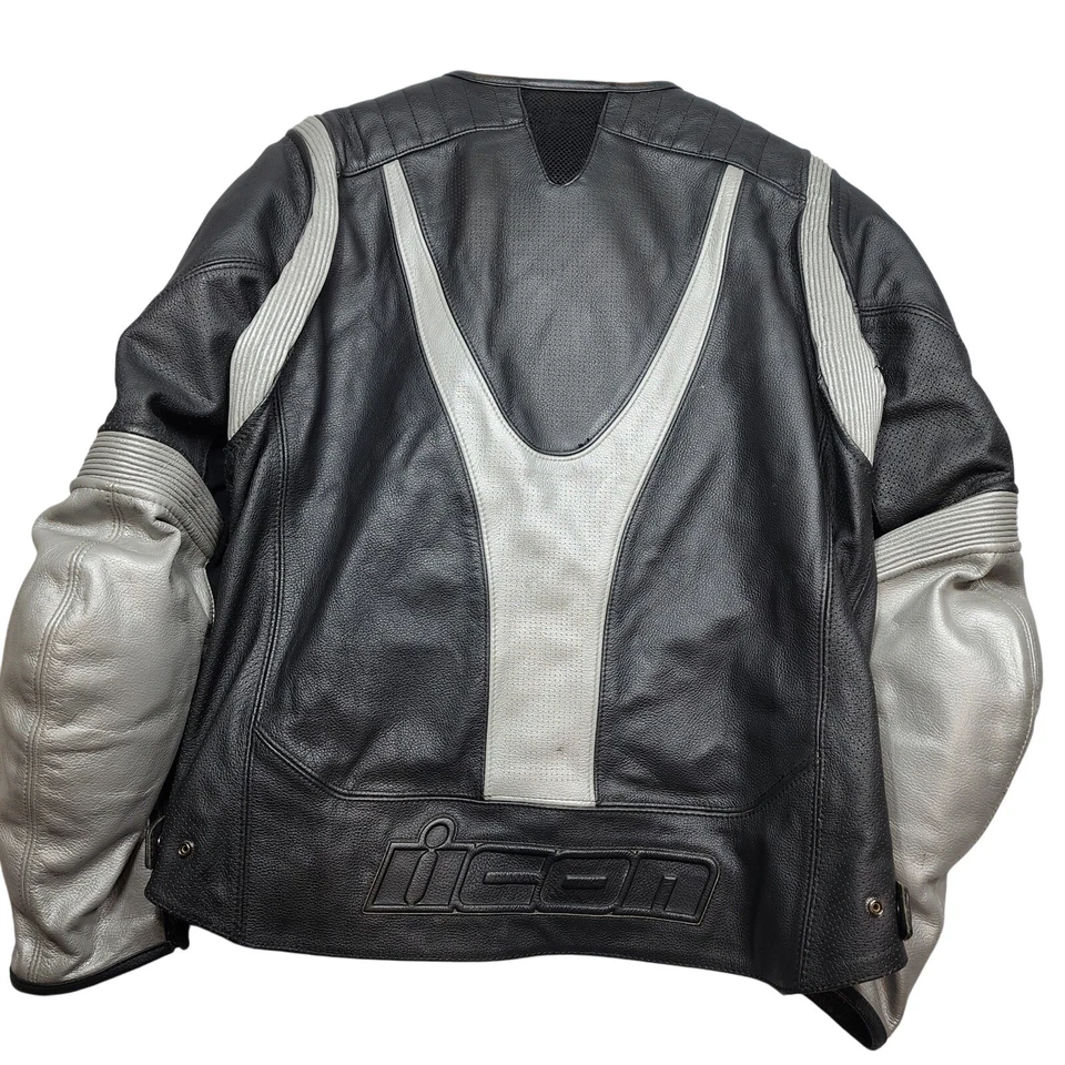 Chaqueta de cuero ICON Overlord forrada y blindada para motocicleta talla 3XL Foto 4 de 4