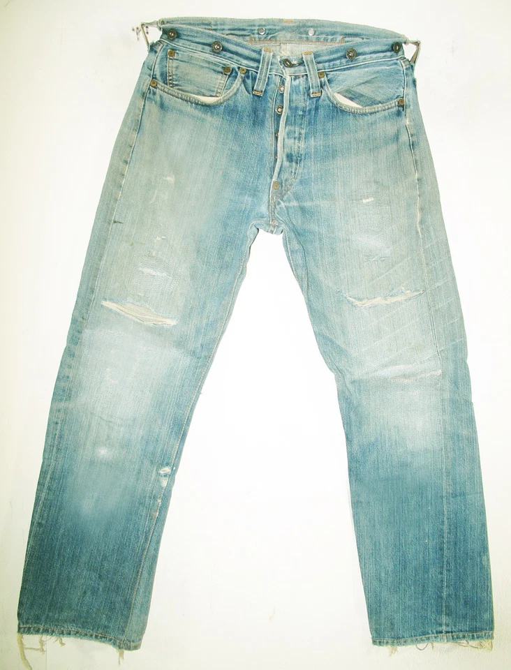 LO ÚLTIMO 1920 De Colección Hombres LVC EE. UU. LEVI'S 201 RIBETE BOTÓN 555 Jeans 31 x29 (Ajuste 29x29) Foto 2 de 4