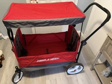 Radio Flyer Family Wagon with Canopy Folding, Light Gray Red