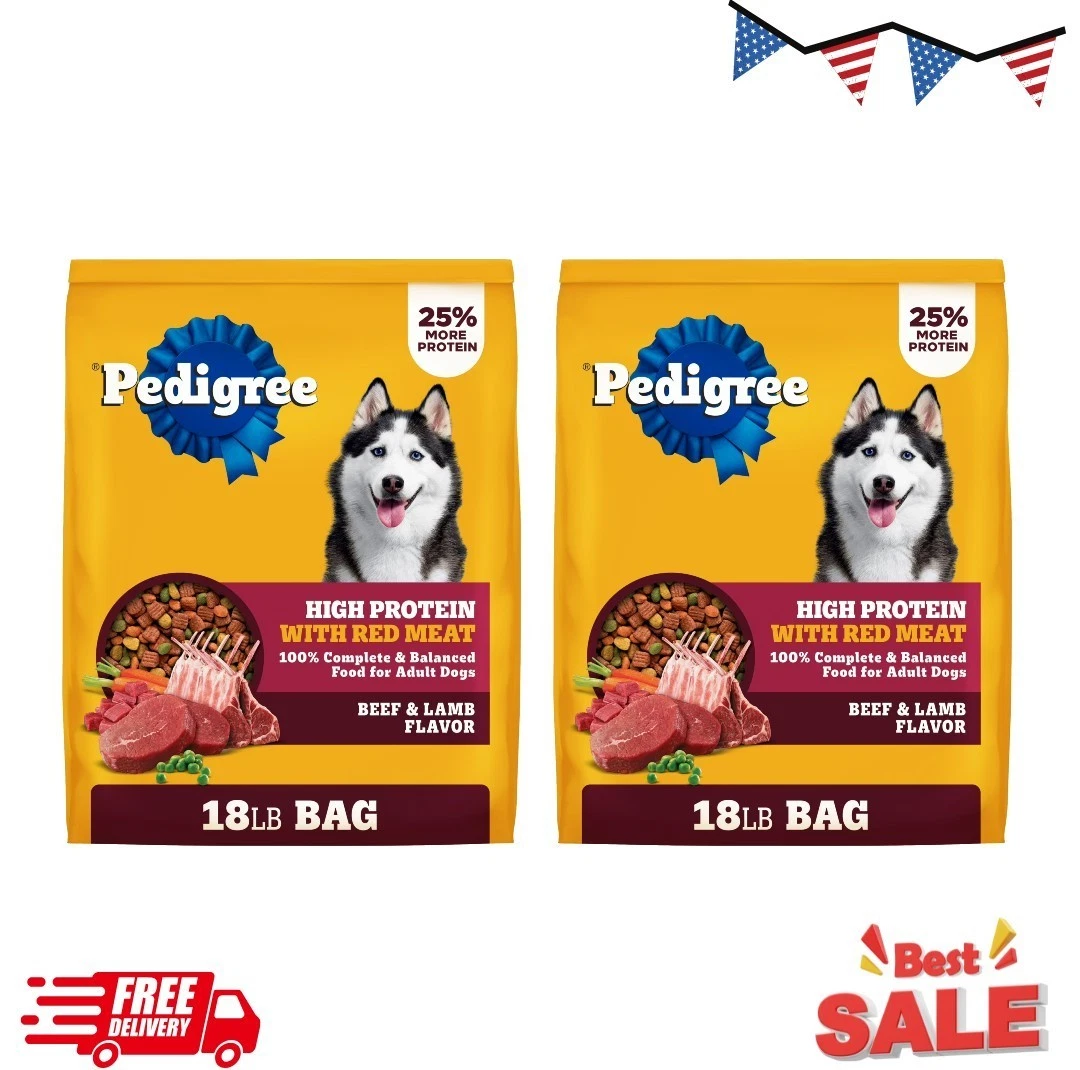2P Pedigree Large Breed Dry Dog Food, Roasted Chicken, Rice Vegetable 40lb