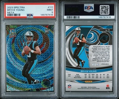 Panini 2023 Spectra Rookies #111 Bryce Young Meta Prizm /25 RC PSA 9 Panthers