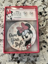 Disney Kids Sterling Silver Clear Crystal Minnie Mouse Stud Earrings  Mini Dish