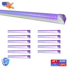 12 Pack 4FT 40W T8 Integrated UV LED Black Light Bar LED Tube for BedRoom D cor