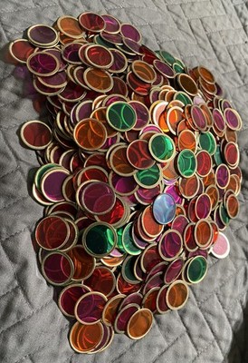 900 Bingo Chips Markers 2 Magnetic Wands with homemade wand stand, crocheted bag