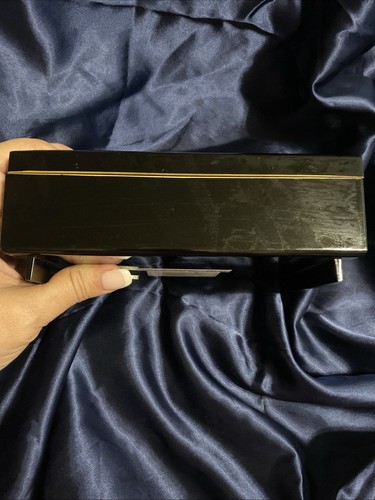 Vintage Otagiri Japan Laquerware Blue Iris Black Jewelry Trinket Music Box - Picture 10 of 13