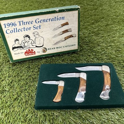 1996 Mac Tools Three Generation Collector Knife Set Bear MGC USA Limited Ed MIB